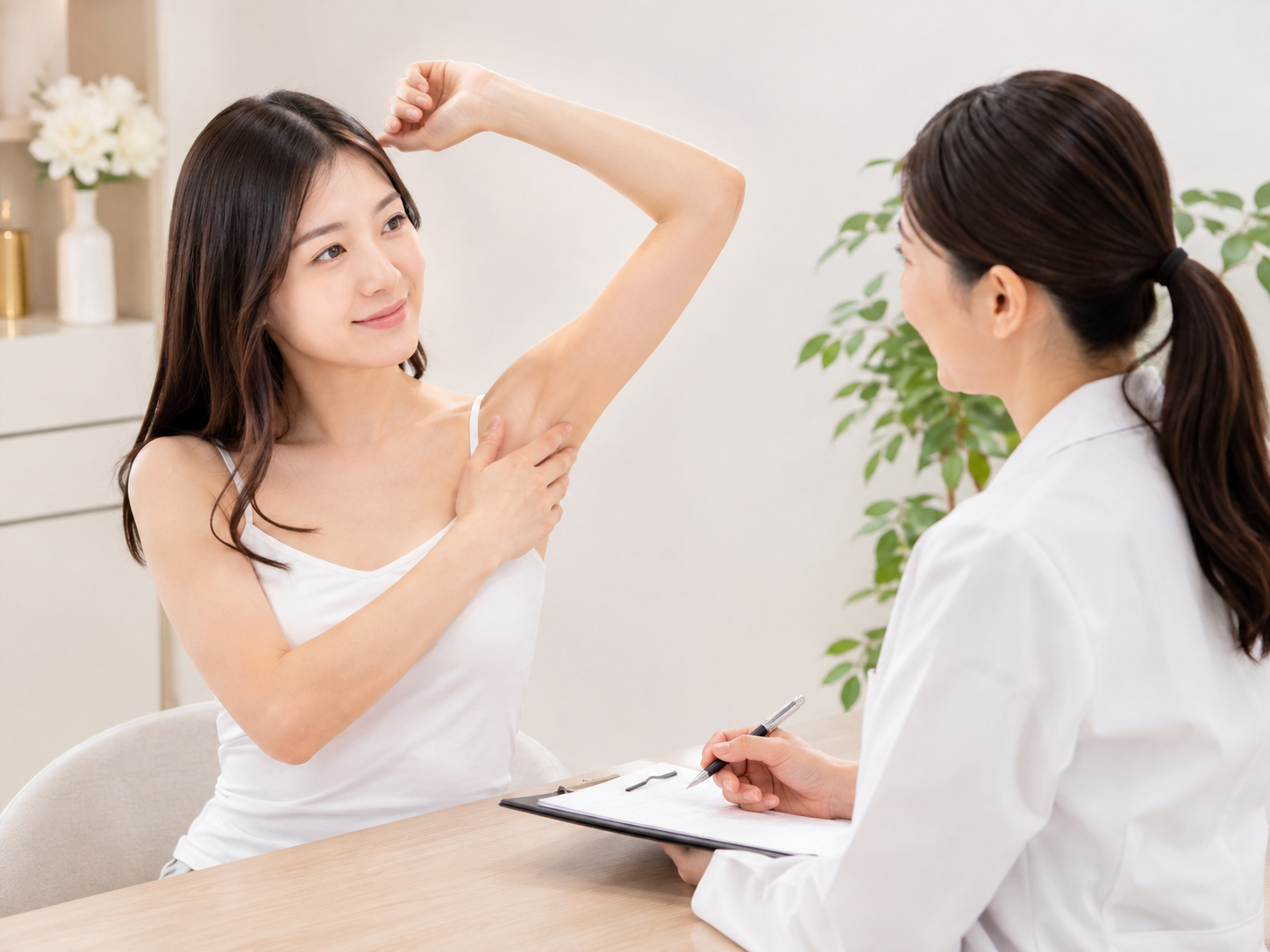医師に相談する女性